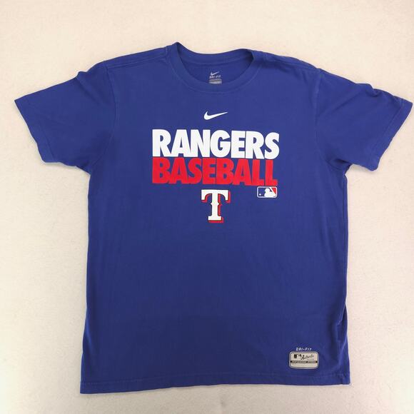 Nike Texas Rangers Casual Graphic Cew Neck Baseball T Shirt Mens Size L Blue - Picture 2 of 10